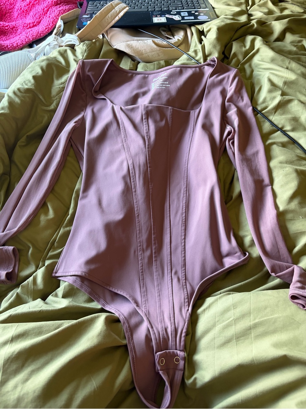 Dusty purple faux corset bodysuit